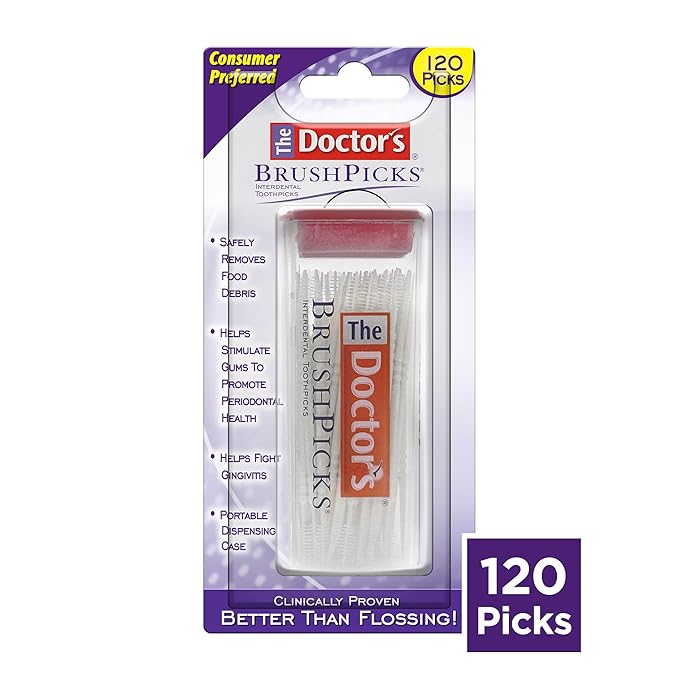 The Doctor's BrushPicks, Interdental Brushes and Dental Pick 2-in-1, Plaque Remover for Teeth, 120 Toothpicks, 4 Pack