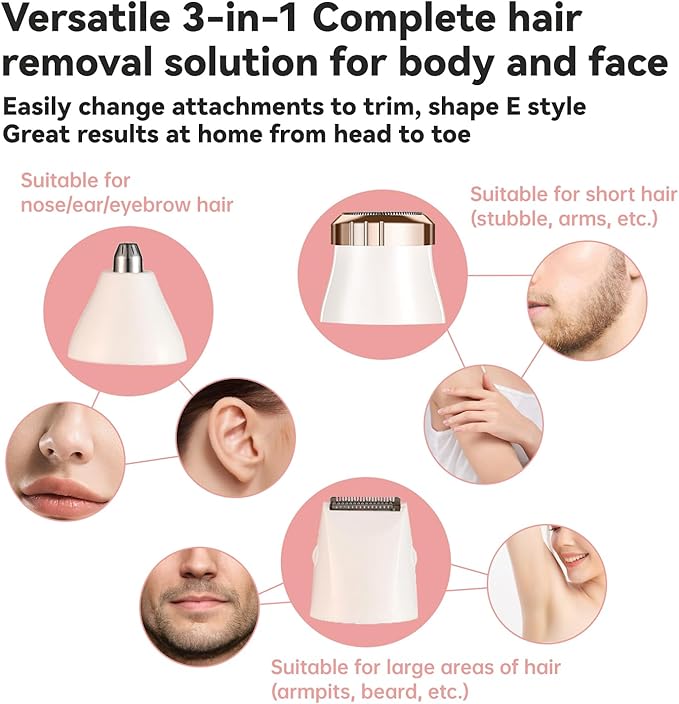 Rechargeable Electric Razors Shaver for Face/Leg/Arm/Chin/Eyebrow/Pubic/Bikini Trimmer for Women Lady Body Hair Remover Painless Cordless