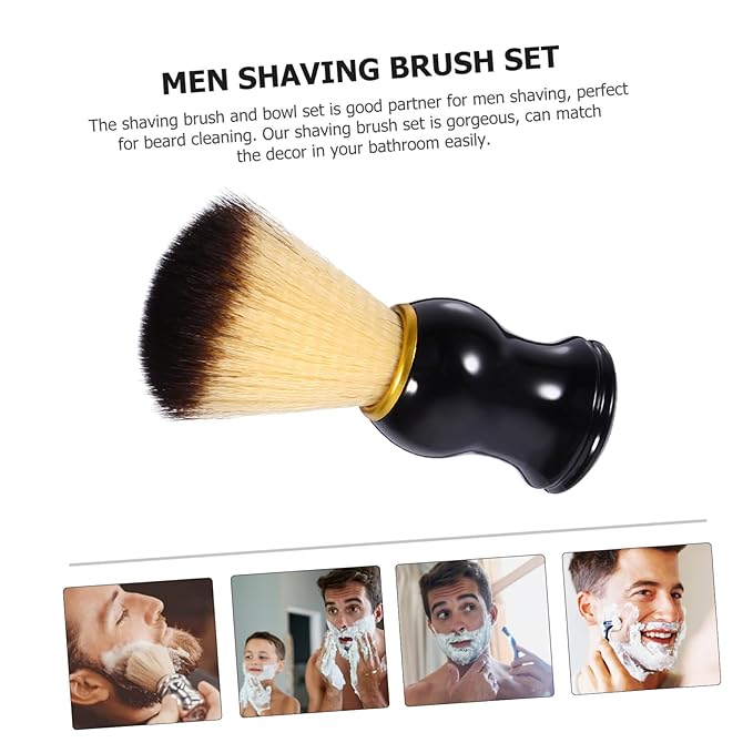minkissy Beard Care Brush Wooden Handle Men Shaving Tool Nylon Brush for Men Barber
