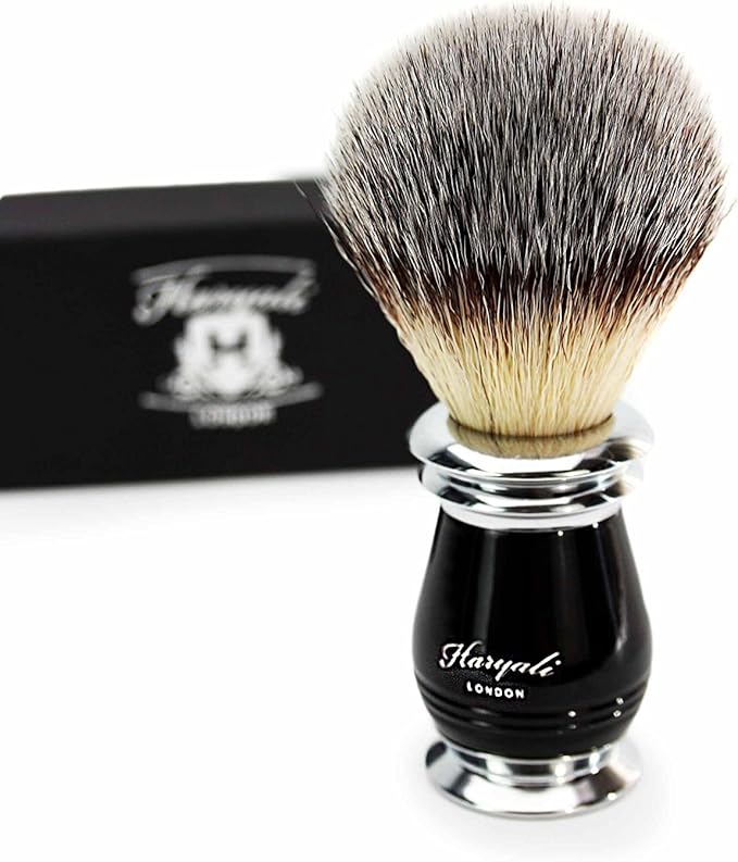 Black Brass Handle Shaving Brush for Men Soft and Dense Synthetic Bristles Perfect Shaving Tool by Haryali London