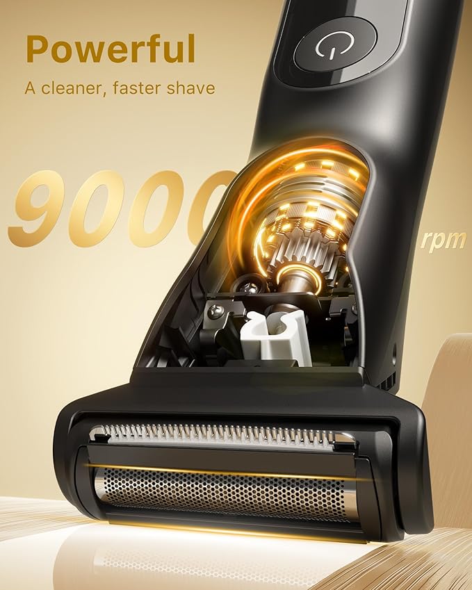 Men’s 2-in-1 Body Groomer Kit, Electric Body Trimmer for Face, Intimate Areas, Wet/Dry Use, Anti-Slip Grip, LED Light, Cordless Hair Shaver for Men, Ideal for Travel & Daily Grooming