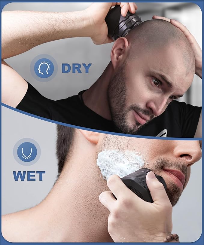 Head Shavers for Bald Men, 10000 RPM High-Speed 6D Magnetic Razor, IPX8 Waterproof Wet/Dry Shaving, Hypoallergenic Blades, LED Display & Storage Case, Inky Black Valentines Day Gifts for Him