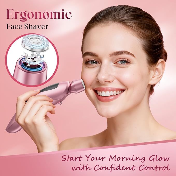 Cordless Electric Razors for Women: Rechargeable Painless Bikini Trimmer for Body Hair - IPX7 Waterproof Shaver with LED Display for Face/Underarm/Leg Light Pink