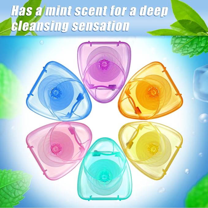 Patelai 24 Boxes Dental Floss Bulk Each 54 Yards/50 M Mint Waxed Mini Travel Size Tooth Floss Picks Pack Individually Wrapped for Adults Homeless Teeth Protection