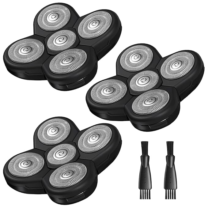 3-Pack Replacement Blades for Bald Men's Electric Head Shaver - Easy to Install & Clean, Durable Stainless-Steel Blades - Wet & Dry, Close & Bump-Free Shave for Head, Face & Body