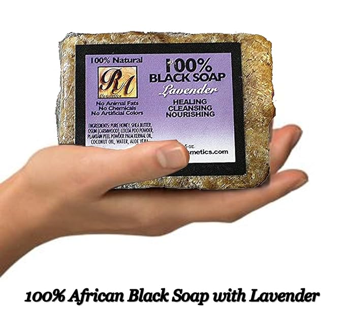 RA COSMETICS 100% Natural Black Soap with Lavender 5oz