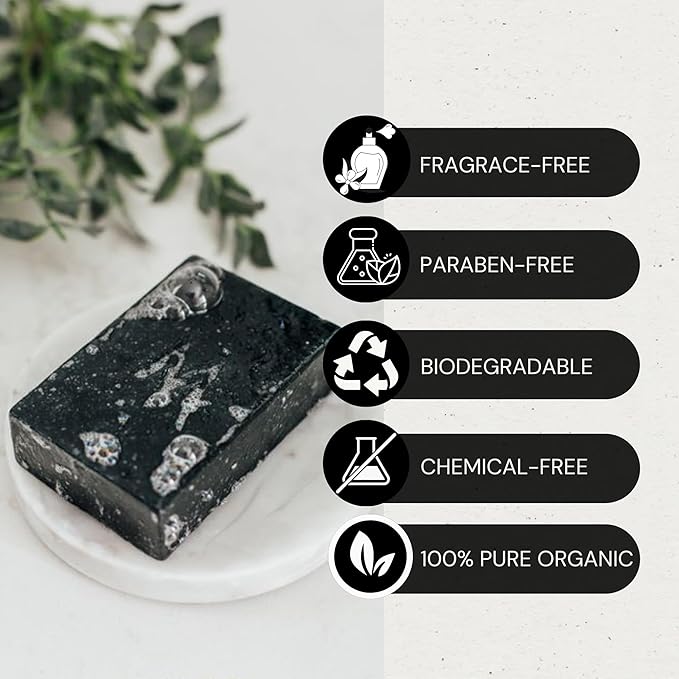 Organics Charcoal Cleansing Soap by Schizandu, Organic Herbal Skin Detox with Activated Charcoal, 4 oz, Moisturizing, Nourishing Beauty Bar