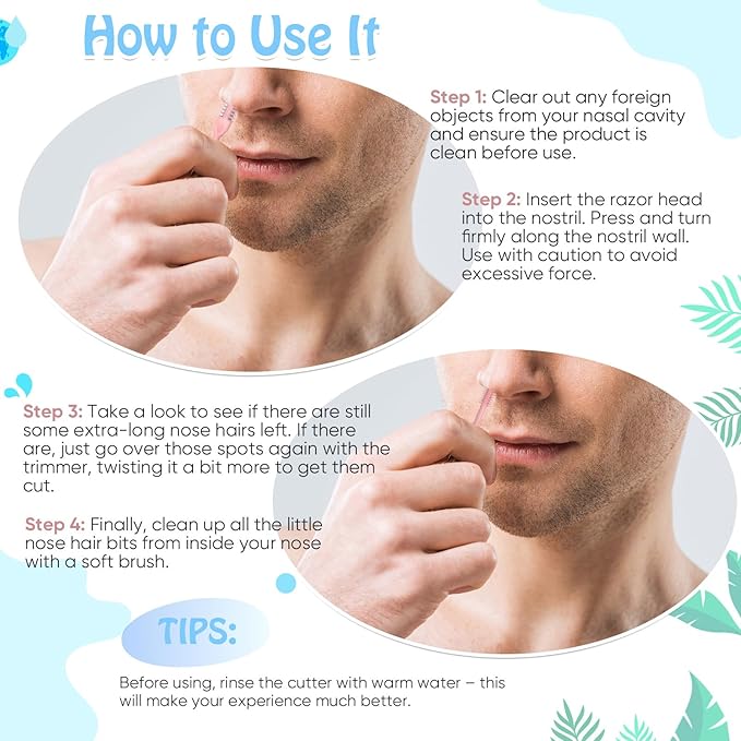 2-in-1 Nasal Hair Cutter Travel Double Sided Nose Hair Trimmer for Women Men Portable 360 Rotating Manual Nose Nasal Knife Soft Cleaning Brush with 10 Box Travel Package Multicolor (30 Pcs)