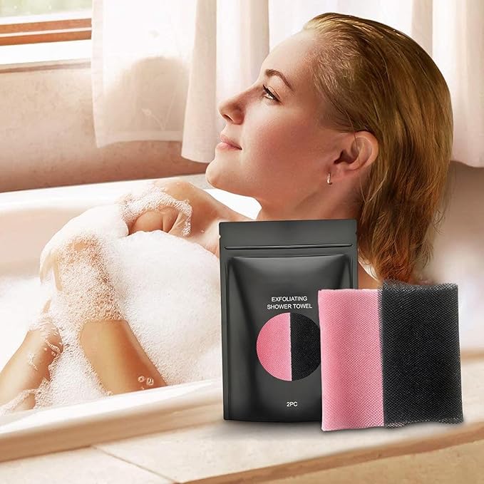 Bath Towels - 2 Pieces Body Cleansing Cloth, Rip Resistant Washcloth with Soft Absorbent Texture, Gentle Design, Home Bathroom Shower Hand Back Face Towels for Adults Men Women Daily Use