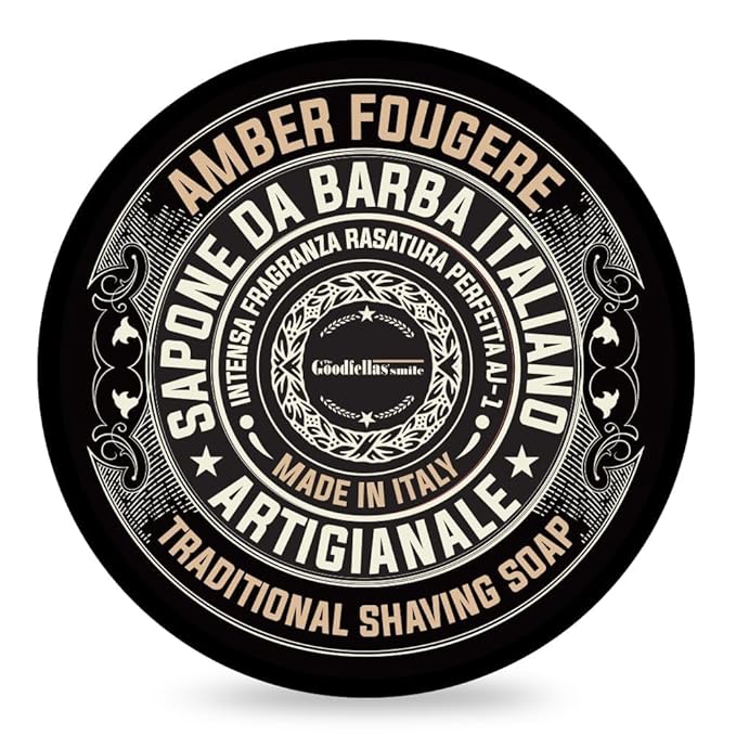 The Goodfellas’ Smile AMBER FOUGERE (Lavender & Sandalwood) Italian Shaving Soap – Classic Tallow Croap for Use with Shaving Brush, Razor & Traditional Wet Shave