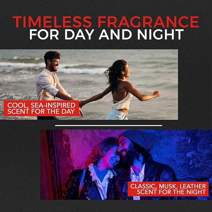 AlphaMale Day and Night Pheromone Infused Cologne for Men 2 Pack – Fresh Day & Musk Leather Night Fragrance – Pheromone Fragrance Roll-On – Long Lasting Scent – Travel Size 0.34 Oz Each