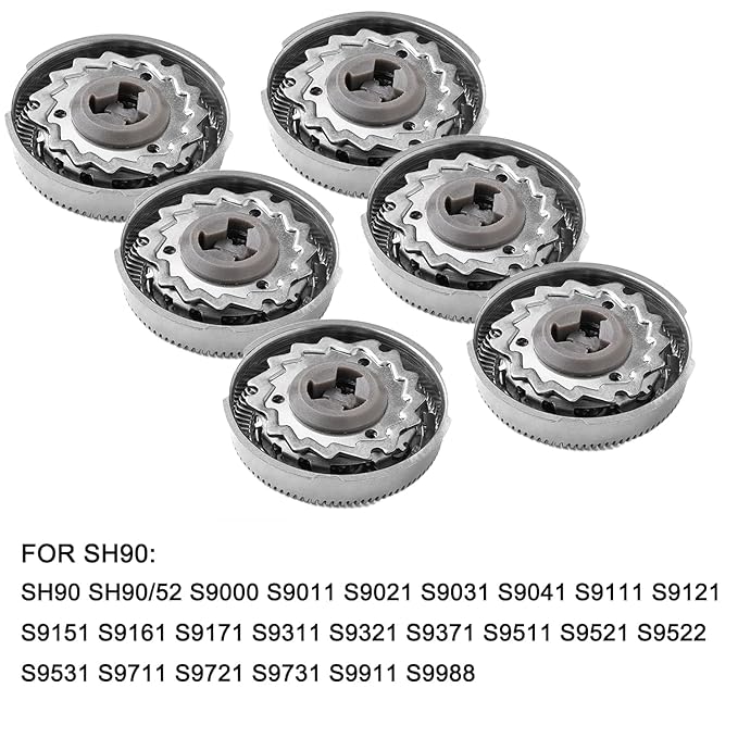 SH90 Replacement Shaver Heads Compatible with Philips Norelco 9000 Replacement Heads for Norelco Elctric Shaver Series 9000(S9xxx) S9000, S9011, S9021, S9031, Upgrade SH90 Replacement Blades, 2 Brush