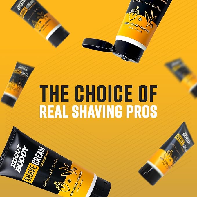 The Cut Buddy Foaming Shave Cream for Men & Women, Softens & Soothes Coarse Hair - 6 fluid ounces, White
