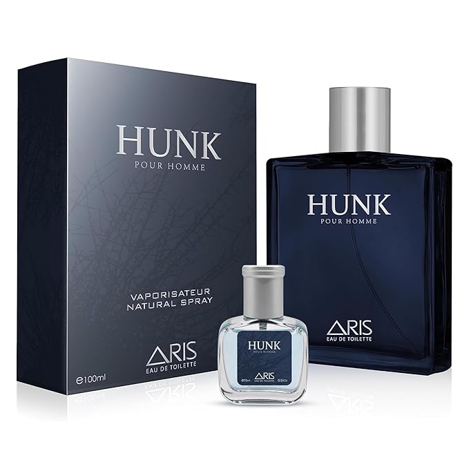 ARIS Hunk Eau de Parfum – Long-Lasting Lemon and Woody Fragrance for Men – 100mL Perfume Spray with Bonus 15mL Perfume Sample (Randomly Selected)