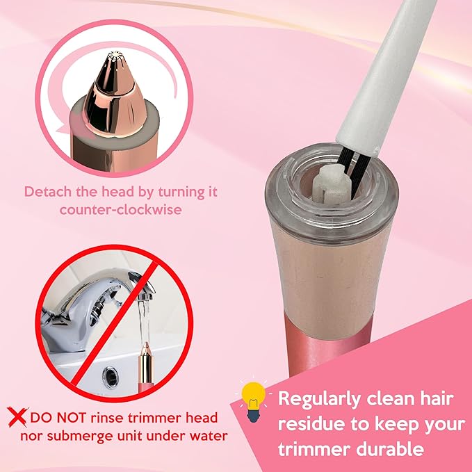 Eyebrow Hair Remover for Women | 18K Gold-Plated Head | 360° LED Light Portable Painless Epilator