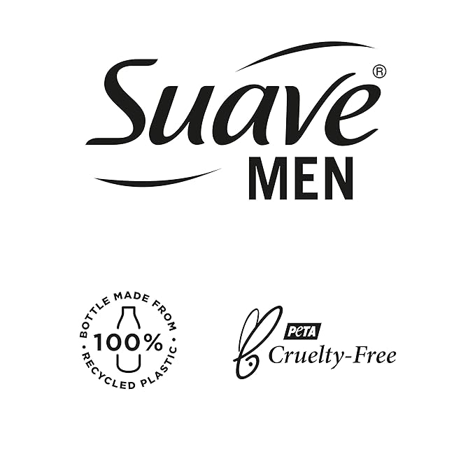 Suave Men 3 in 1 Mens Body Wash, Body Soap for Hydrated Skin and Hair, Hair, Face and Body Wash, With an All day Fresh Scent 18 oz (Pack of 2)