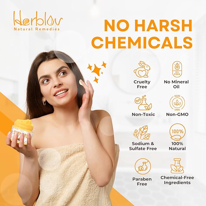 Turmeric Face Cream – All Natural Skin Brightening Lotion – Turmeric Whipped Body Butter for Dark Spots, Hyperpigmentation – Turmeric Skincare Cleanses, Fights Acne, Evens Tone, Scars, Sun Damage
