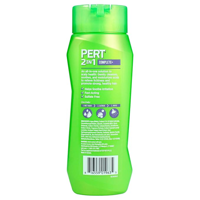 PERT 2 in 1 Complete Plus Scalp Care Shampoo and Conditioner - Itchy Scalp Treatment - Sulfate Free Shampoo and Conditioner for Healthy Hair - 13.5 oz