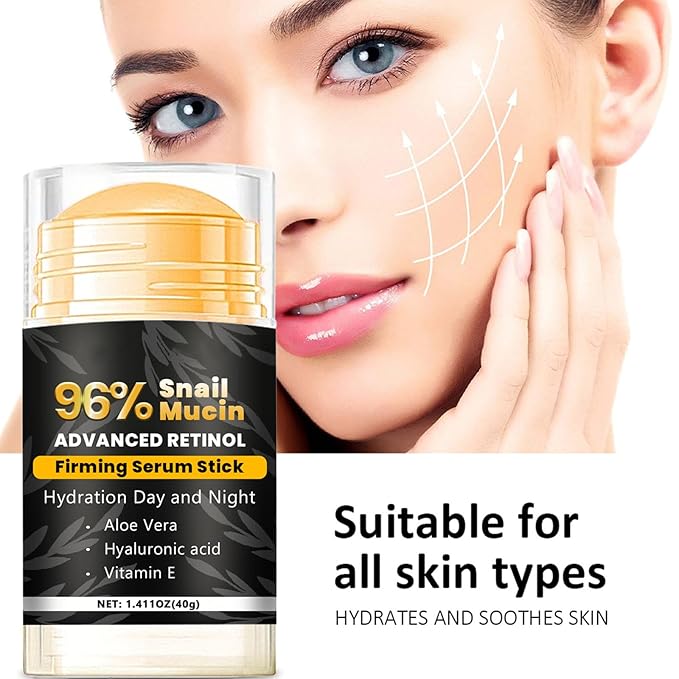 Hydrating Face Balm Stick with 96% Snail Mucin, Retinol and Aloe Vera Multi Balm Stick Moisturizer for Day & Night Hydrating Lifting & Firming Anti Aging for All Skin Types 1.41 Fl Oz