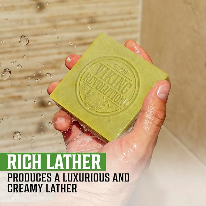 Viking Revolution Bergamot Natural Soap for Men - Mens Soap Bar with Essential Oils Cold Pressed Bar Soap for Men - Nourishing Mens Bar Soap with Coconut Oil, Shea Oil, Almond Oil (2 Pack)