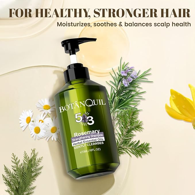 Rosemary Hair Growth Shampoo, Strengthening Shampoo 473 ml(16 fl.oz), For All Hair Types, with Herbal Essential Oils and Plant Extracts for Thinning Hair for Women and Men