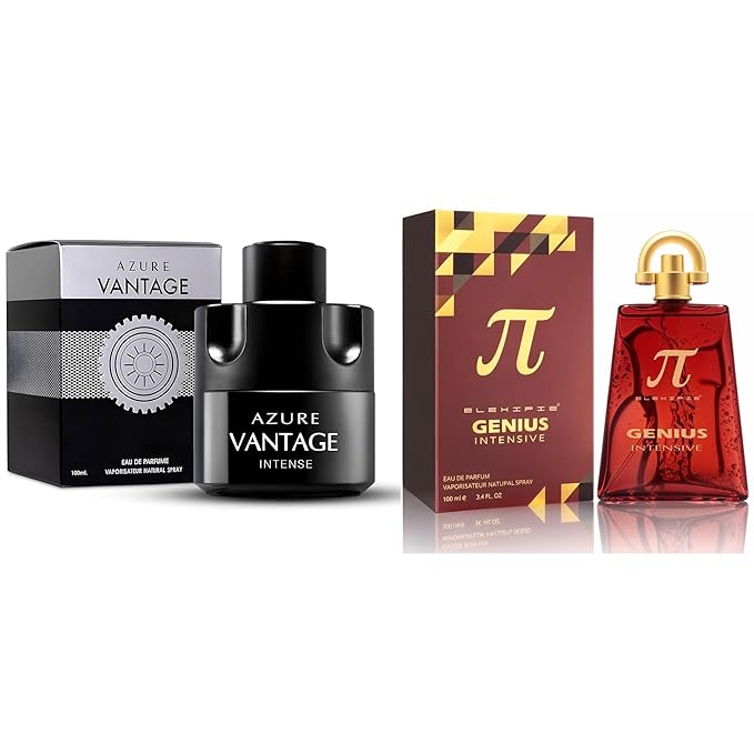 META-BOSEM Men's Perfume Gift Set, EDP, 2 Pack (3.4 oz / 100 mL each), Genius Intensive, Vantage Intense, Aromatic Classic, for office days, Long-Lasting, Gift Ready