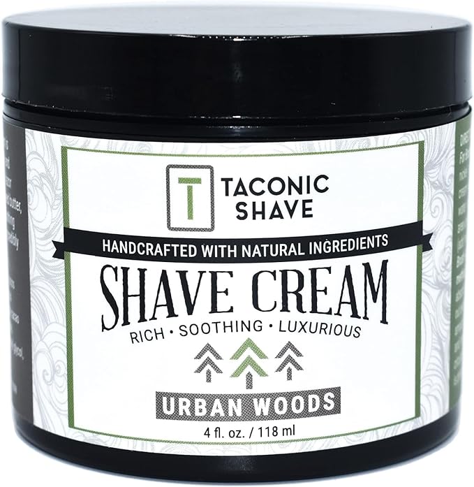 Taconic Shave, All Natural Shave Cream – Highly-Concentrated Shaving Cream for Men – 4 oz. Moisturizing Shaving Cream Tub with Skin Soothing Ingredients – Urban Woods with hints of Cedar and Bergamot