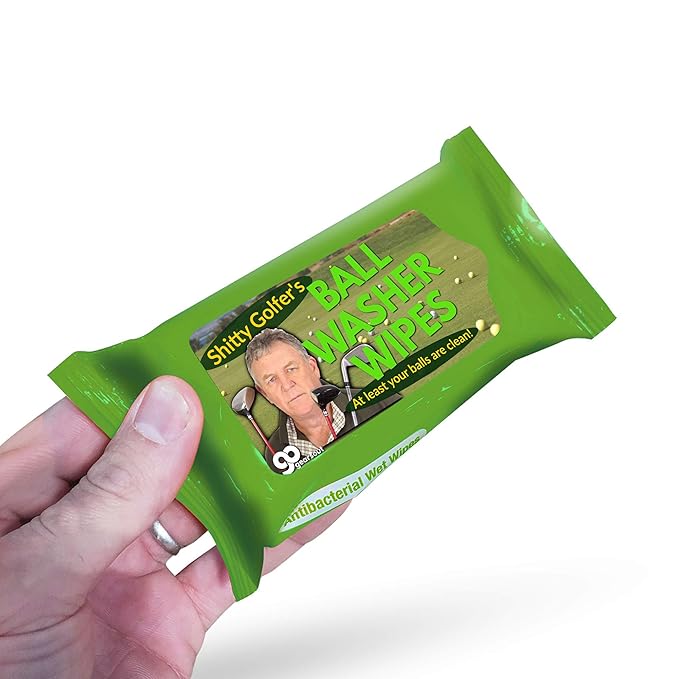 Sh*tty Golfer’s Ball Washer Wipes - Funny Golf Gag Idea Novelty Moist Wipes for Men Women Disposable Pocket Accessories Travel Size