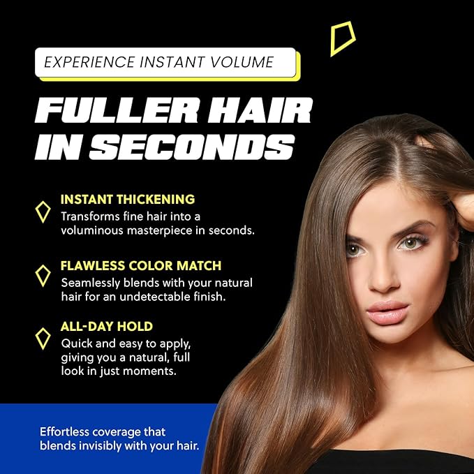 PrimeLook Hair Building Fibers, Luxurious Building Fibers for Thinning Hair, Superior Formula for Men & Women, Instant Volume, Matches Colors (27.5g, Medium Brown)