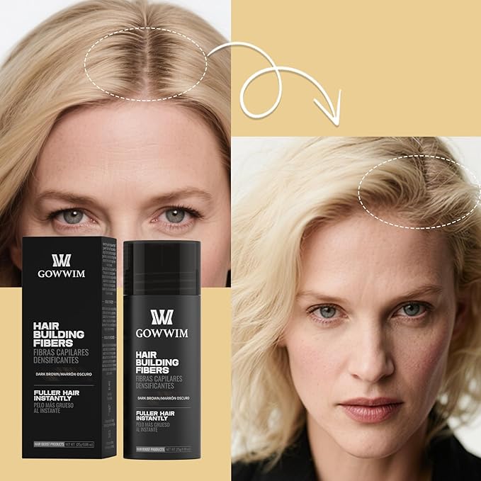gowwim Hair Fibers for Thinning Hair 25g Hair Building Fibers 100% Undetectable,Instantly Cover Sparse Hair Areas-Bald Spots Cover Up. (Light Brown)