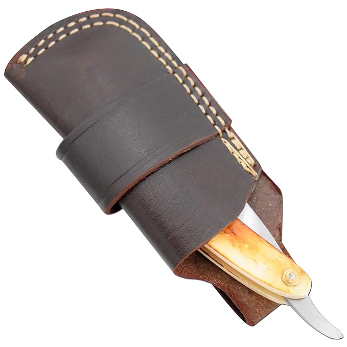 Straight Razor | Straight Edge-Razor Red Wood & Bone Handle- Sharp | High Hardness Stainless Steel Cutthroat Straight Edge Blade | Barber Razor (219)