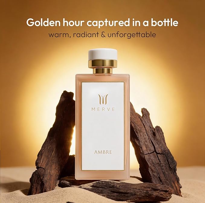 Merve Ambre Perfume For Women 3.4 oz | Premium Long Lasting Fragrance Luxury Scent | Jasmine, Honey, Floral, Fruity, Soft Spicy, Amber, Musk | Eau de Parfum