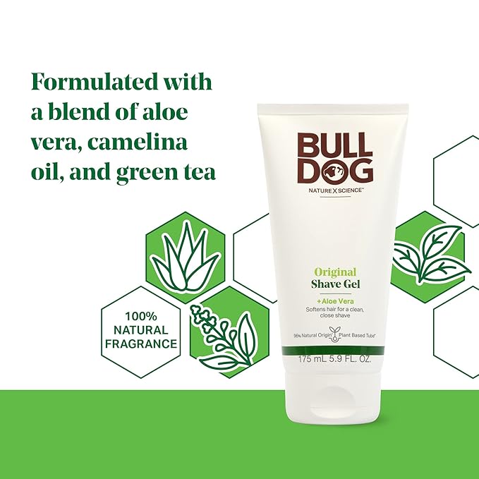Bulldog Mens Skincare Original Face Moisturizer 3.3oz and Original Shave Gel 5.9oz Bundle
