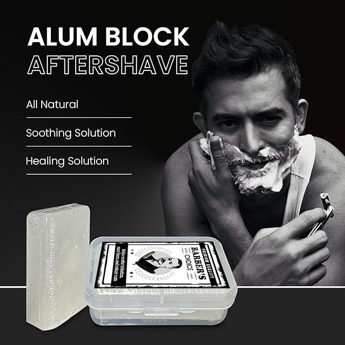 Barber’s Choice Alum Block – Premium Natural Potassium Alum for Razor Burn Relief & Post-Shave Care