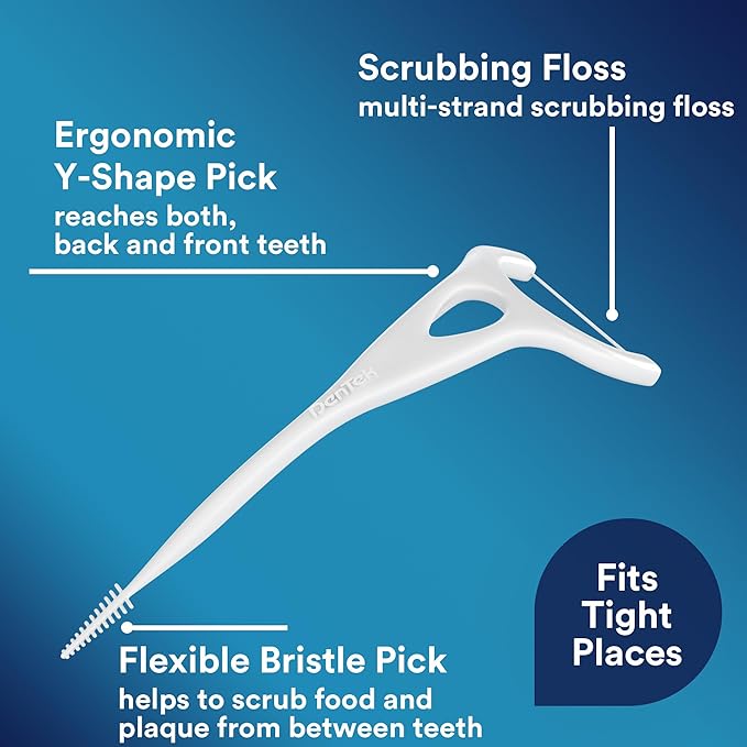 Dentek Complete Clean Easy Reach Floss Picks, Break & Shred-Proof Dental Floss Picks, 75 Count