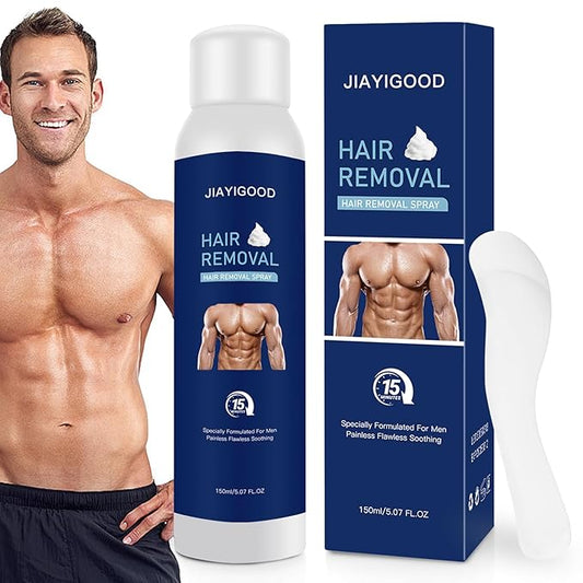 Men's Hair Removal Spray Foam - Plant Extract Soothing Depilation Spray Painless & Gentle Depilatory Cream for All Skin Types - Effective for Armpits, Chest, Back, Legs & Body