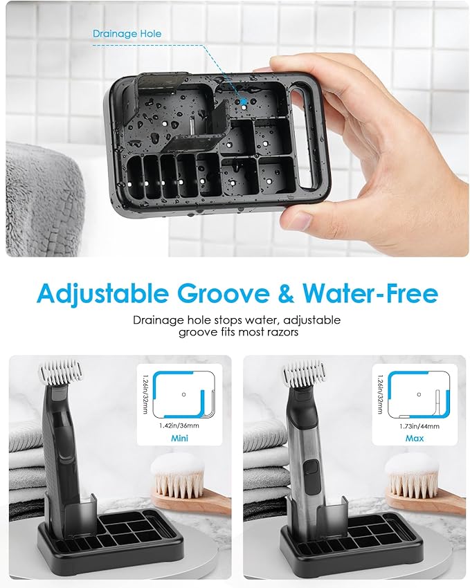Guard Combs with Shaver Stand Kit for O Blade QP2724/QP2834/QP2520/QP2630/QP65XX/QP66XX OBlade Pro, 0/3mm Body Comb + 1/2/3/5mm Bi-Directional Guards, Electric Shaver Attachments Accessories, 9PC