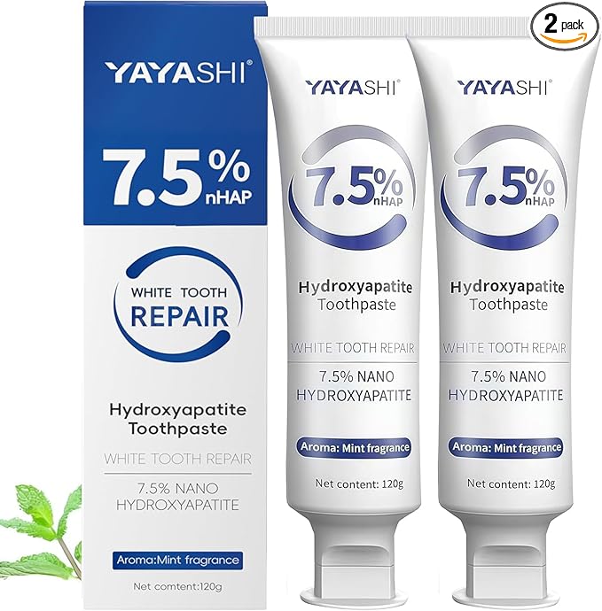 Set 2-Pack Hydroxyapatite Toothpastes for Enamel Protection and Tooth Strengthening, Gentle Mint, Fresh Breath, Daily Use for Oral Health (Gentle Mint)