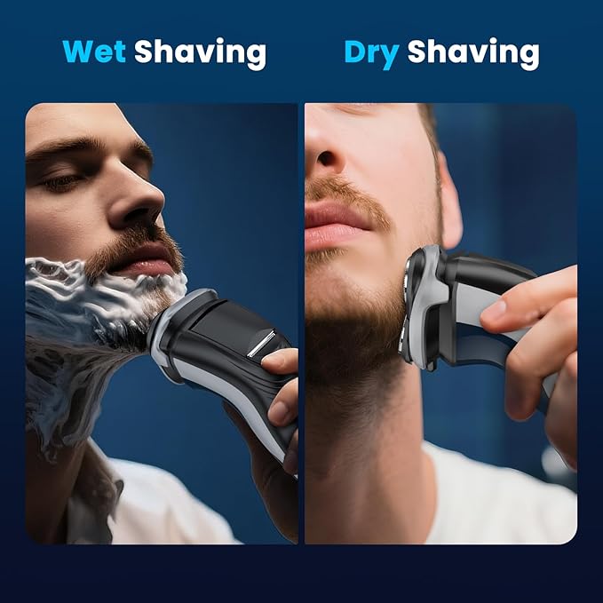 SweetLF Electric Razor for Men with Pop-Up Trimmer, IPX7 Waterproof Electric Shaver, Rechargeable Cordless Shavers for Men, Type-C, 120Mins Runtime, Plug & Play, Blue