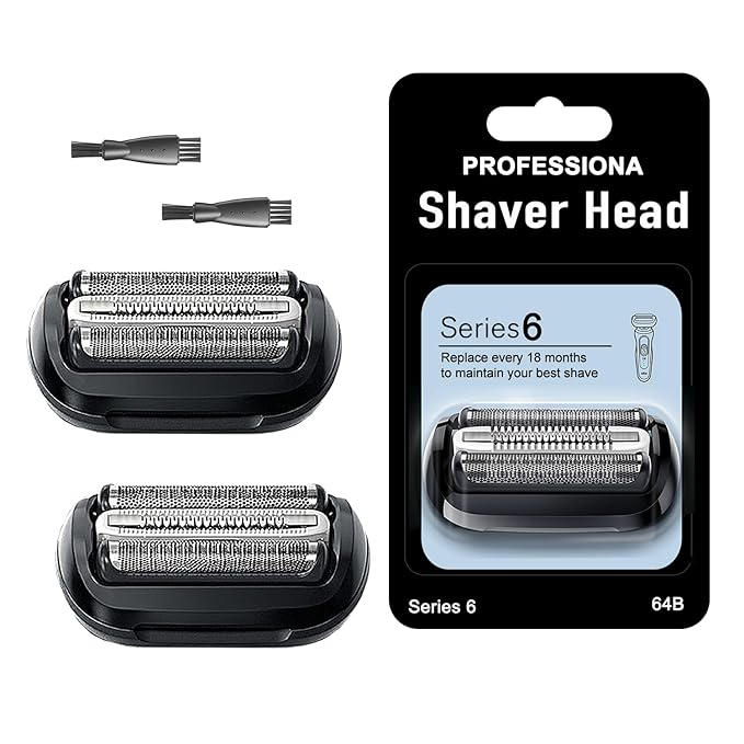 64B Series 6 Braun Electric Shaver Replacement Head Compatible with New Generation Series 6 Shavers 6120s, 6140cs, 6172cc, and 6175cc (2PACKS)