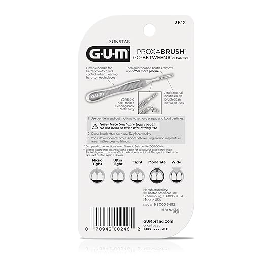 GUM Proxabrush Go-Betweens - Moderate - Interdental Brushes - Soft Bristled Dental Picks for Plaque Removal Health - Safe for Braces & Dental Devices, 10 Count (Pack of 4)