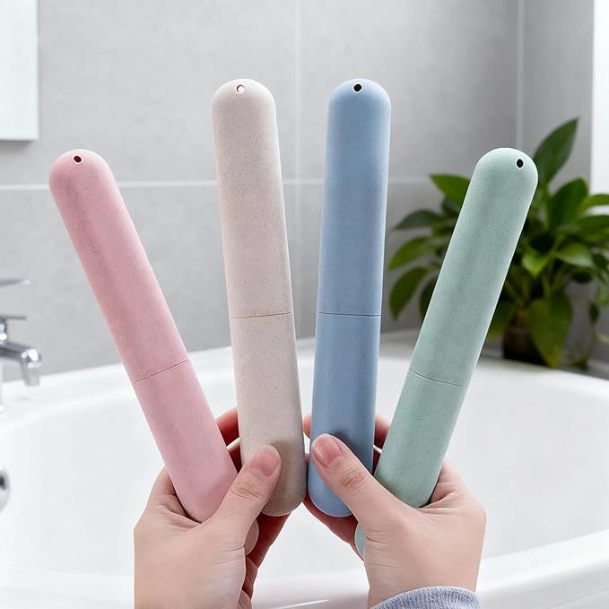 4-Pack Toothbrush Travel Case, Plastic Dustproof Breathable Travel Toothbrush Holders for Home, Travel, Business, Camping, School, Portable Travel Toothbrush Containers