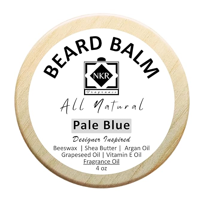 Beard Balm | Strengthens & Softens Beards & Mustaches | Beard Wax for Men | Natural Ingredients | Pale Blue - Designer Cologne Inspired
