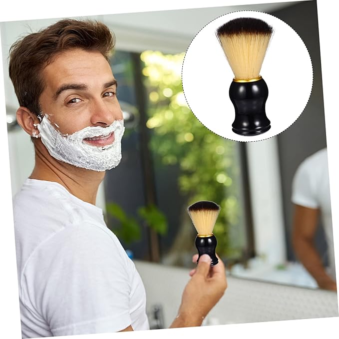 minkissy Beard Care Brush Wooden Handle Men Shaving Tool Nylon Brush for Men Barber