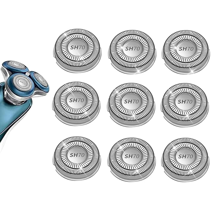 9 Pack SH70/71 Replacement Heads Blades Fit for Philips Norelco Series 7000, New Upgraded SH70 Double Blades for norelco 7000 replacement heads