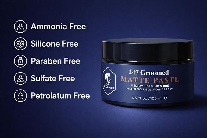 Matte Pomade For Men and Women | All-Day Medium Hold, Low Shine Finish For All Hair Types | Thickening Paste Adds Volume & Texture | Beeswax Based