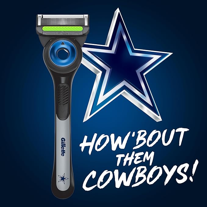 Gillette Labs Special NFL Cowboys Edition Shaving Razor for Men - 1 Handle, 4 Razor Blade Refills & Magnetic Stand, Holiday Gifts for Men, GilletteLabs with Exfoliating Bar