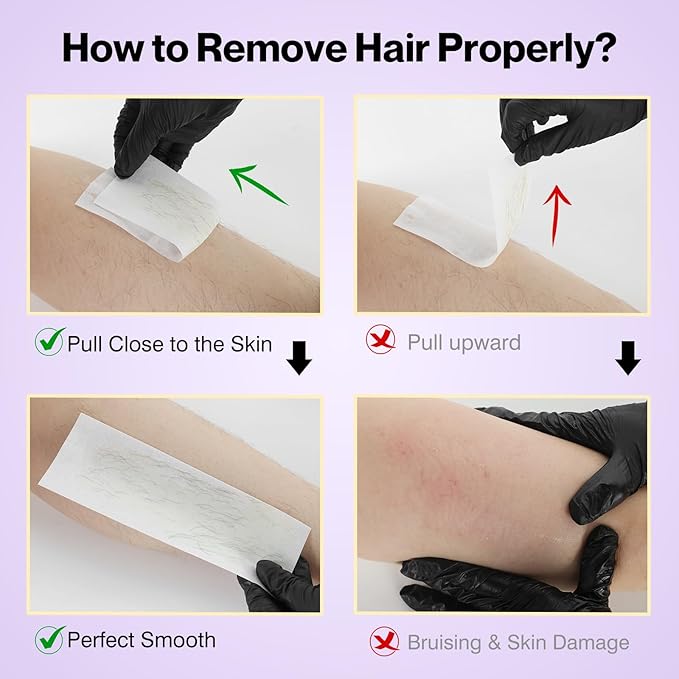 Wax Roller Kit for Hair Removal Lavender Roll on at Home Waxing Kits for Women & Men for Coarse & Thick Hair with Heater & Strips