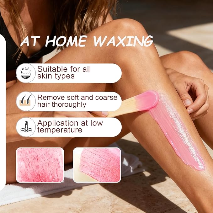 Wax Beads with Coarse Hair Formula, 2lbs Hard Wax Beads for Hair Removal and Sensitive Skin, Hard Wax Beans for Bikini, Brazilian, Legs, Underarms, Chest, Full Body Waxing(Natural Aloe)