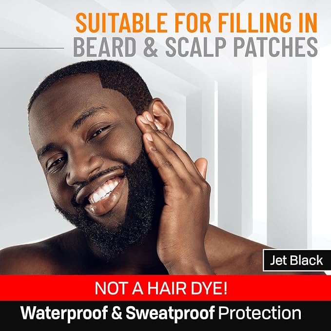 Beard Pen Filler for Men - Barber Styling Grooming Pencil - Waterproof, Sweat Proof, Long Lasting Solution with Natural Finish - Cover Beard and Scalp Patches in Seconds - Jet Black 5 Pack